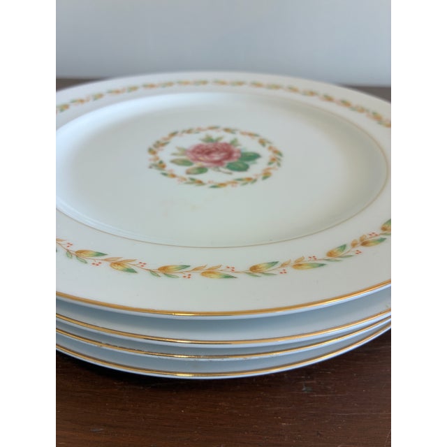1940s Mikado Laurel Pattern Rose Dinner Plates – Set of 4 For Sale - Image 11 of 15
