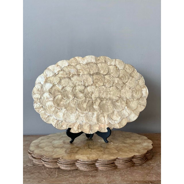 Late 20th Century Vintage Boho Capiz Shell Placemats - Set of 8 For Sale - Image 5 of 9