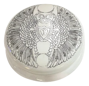 T & V Limoges Black & White Egyptomania Scarab Motif Box