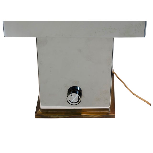 Vintage Love Table Lamp in Stainless Steel and Brass, 1970s For Sale - Image 4 of 8