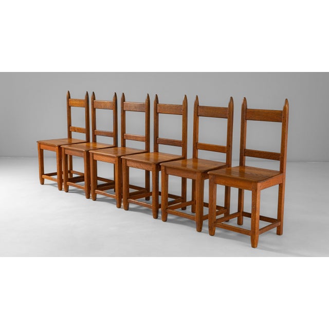 1970s French Brutalist Oak Dining Chairs In Original Patina - Set of 6 For Sale - Image 13 of 18
