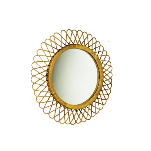 Italian Rush & Rattan Wall Mirror, 1960s For Sale - Image 9 of 9