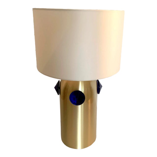 Contemporary Blue Studs Murano Glass Table Lamp For Sale