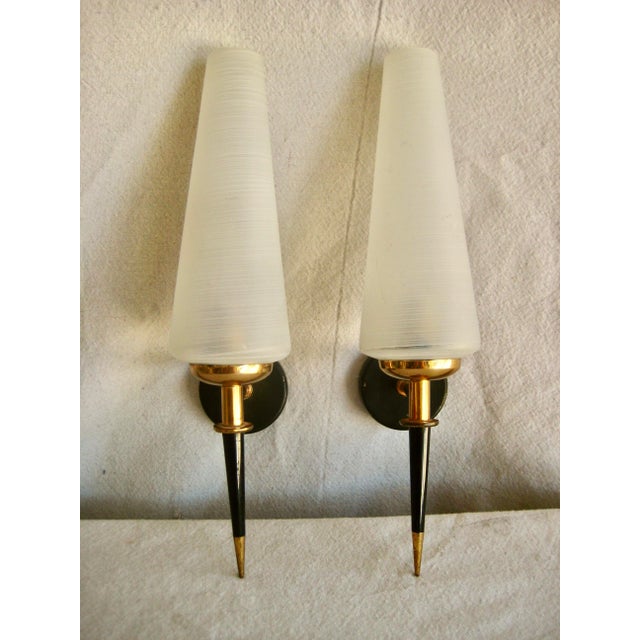 Mid-Century Modern 1970s French Mid-Century Modern Wall Sconces a Pair For Sale - Image 3 of 8