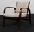 Magnus Stephensen lounge chair with frame of stained beech. New upholstered with Hallingdal Wool. with the original cane...