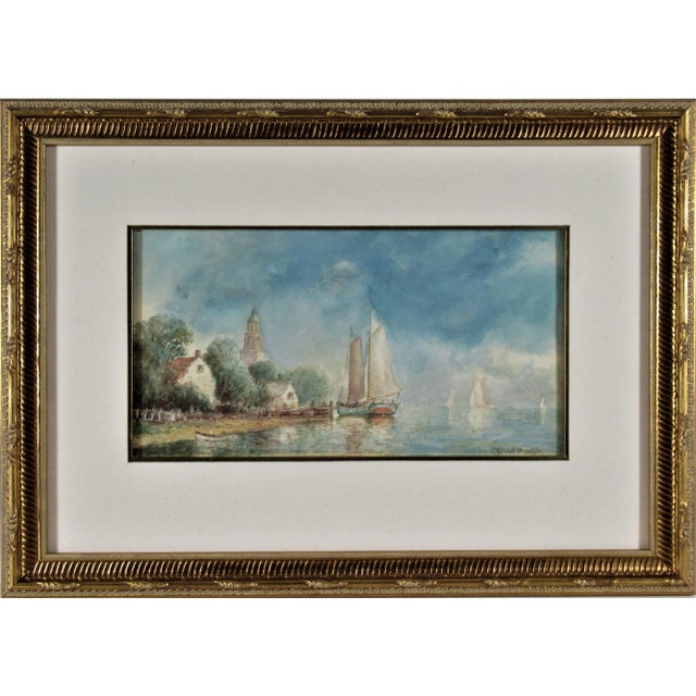 Blue Frederick Leo Hunter, Harbor Village, Circa 1910 For Sale - Image 8 of 8