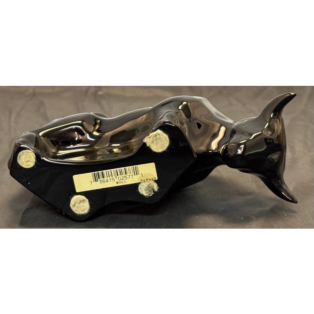Baccarat Black Bull Figurine Large 6.5" Vintage Crystal Made in France Signed For Sale - Image 9 of 11