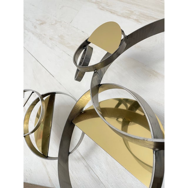 Curtis Jere 1990 Signed C. Jeré 'Floating Rings' 35" Metal Wall Sculpture, Mid-Century Modern For Sale - Image 4 of 9