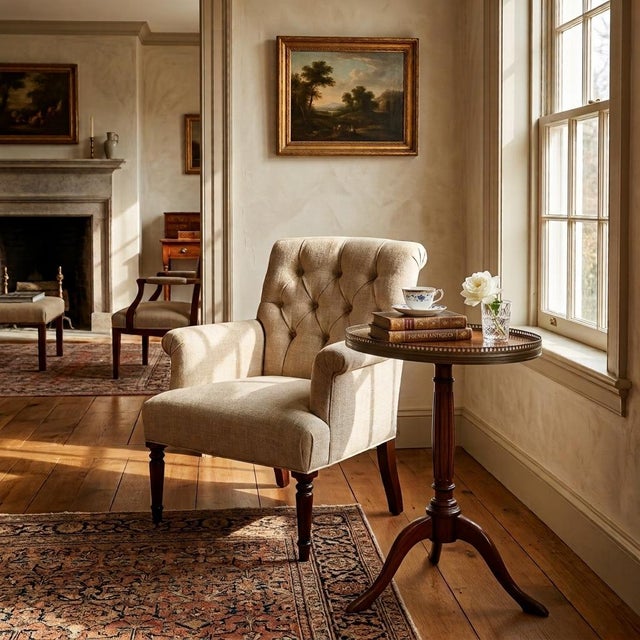 Antique French Neoclassical style oval accent table, circa 1900–1920. Inspired by the refined elegance of Late 18th...