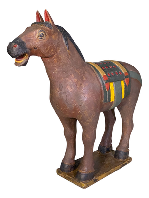 Antique Wooden Horse Sculpture, 1890s