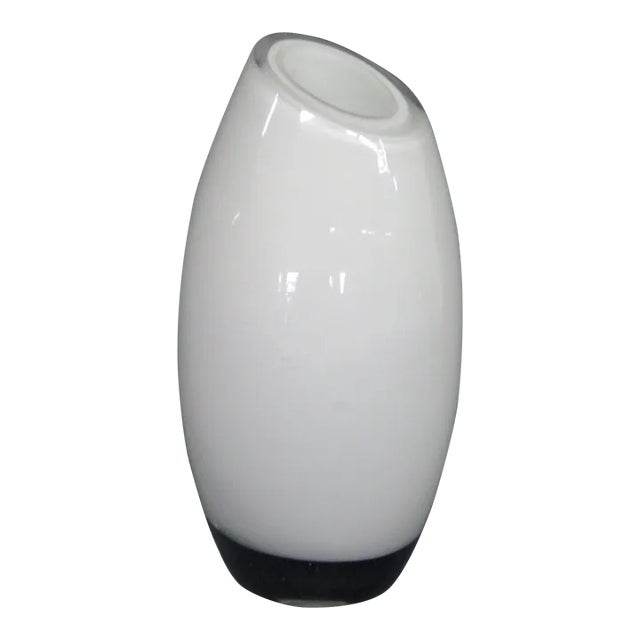 Cased Glass White Tapered Small Vase For Sale