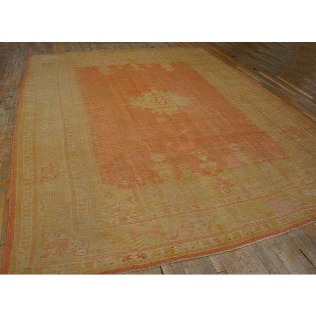 Supreme Peach Color With a Small Detail Medallion Antique Turkish Oushak Rug For Sale In New York - Image 6 of 11