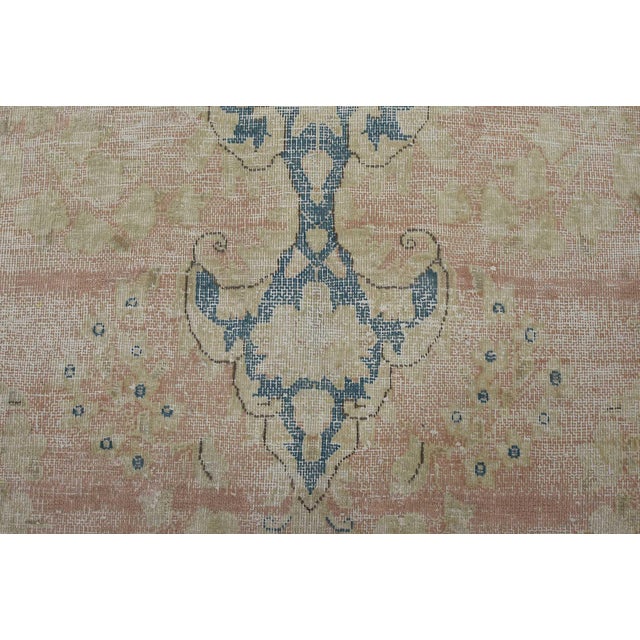 Kerman Rug 7’11” X 11’7” Pink Wool Vintage Distressed Hand-Knotted Carpet For Sale - Image 10 of 15