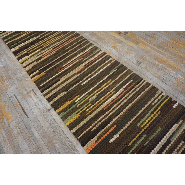 Olive 1930s Multicolor Stripe Folk Art Antique American Braided Rug 2'9'' X 13' Wool Carpet Runner For Sale - Image 8 of 15