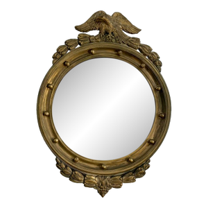 Antique Federal Style Convex Eagle Mirror – Original Giltwood Finish, Early 20th Century