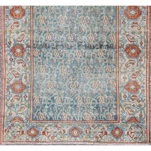 Keivan Woven Arts Persian Malayer Runner with All-Over Floral Pattern in Persian Blue Color rug/sus-151 Measures: 4'1 x...
