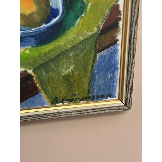 Original Swedish Oil on Canvas – “Flowers and Fruit” by Bror Göransson– Signed – Framed – 70 × 51 cm (27.6" × 20.1") Image...