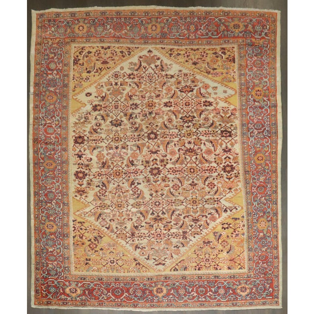 Textile Zabihi Collection Dramatic Square Size Mahal Sultanabad Rug For Sale - Image 7 of 12