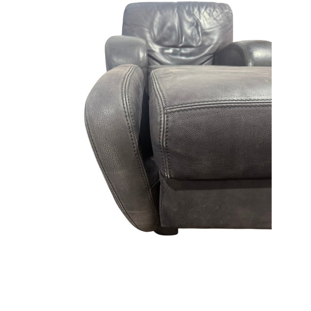 Early 21st Century Roche Bobois Leather Lounge Chair With Ottoman For Sale - Image 5 of 10