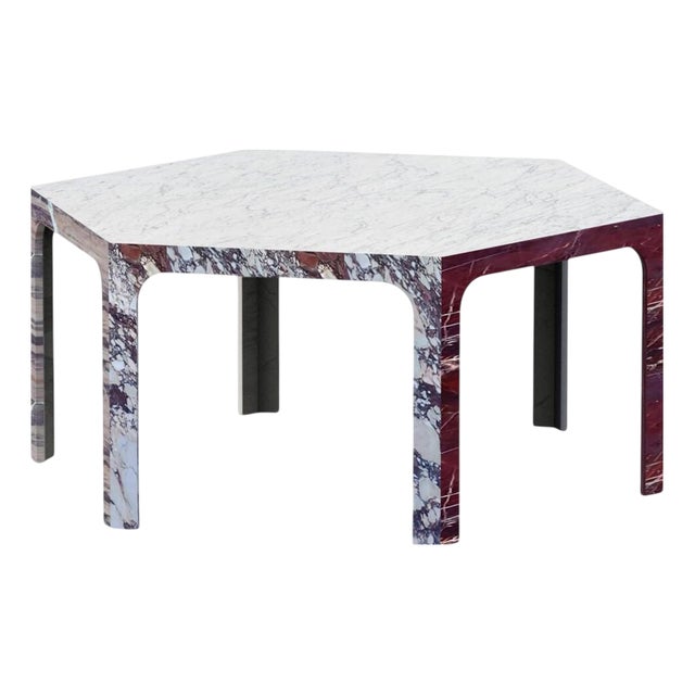Sesto TSB Hexagonal Dining Table in Various Marbles by Bufalini Marmi For Sale