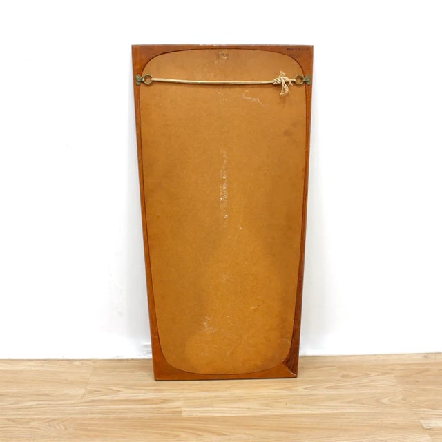Wood Mid Century Danish Wall Mirror in Teak For Sale - Image 7 of 9