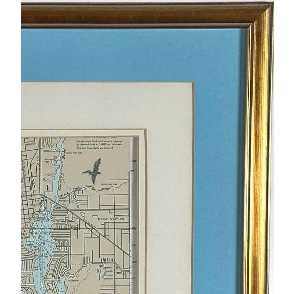 Wood Vintage Ruth James Hand-Painted Pelican and Naples, Florida, Nautical Map Art For Sale - Image 7 of 11