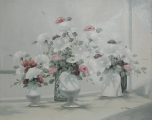 Vase of Flowers 11, Les Bullene Oil on Canvas, Signed Lower Right