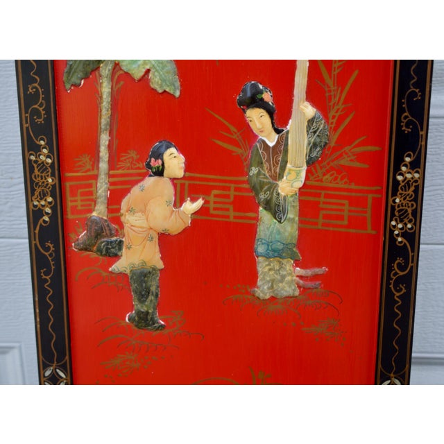 VTG Chinese Wall Plaque W/Raised Stone Appliques' For Sale In Philadelphia - Image 6 of 13
