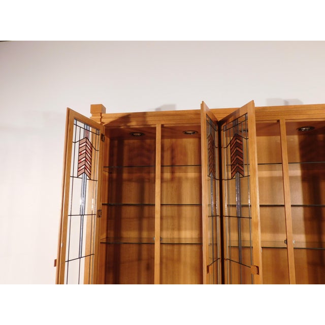 Frank Lloyd Wright Style Tiger Oak China Display Cabinet by Swartzendruber For Sale - Image 16 of 18