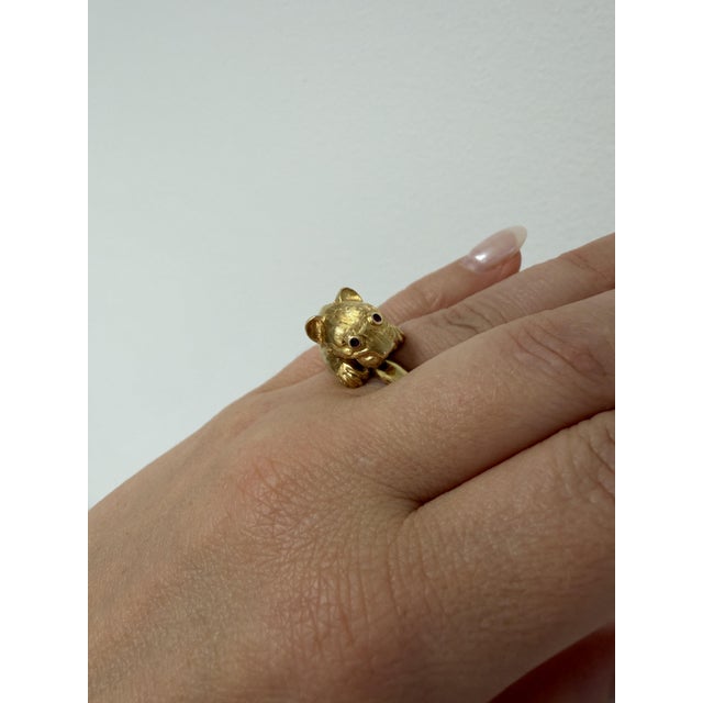 Red Late 20th Century Ilias Lalaounis Lion Head Bypass Ring 18k Yellow Gold and Ruby, Size 6.5 For Sale - Image 8 of 8