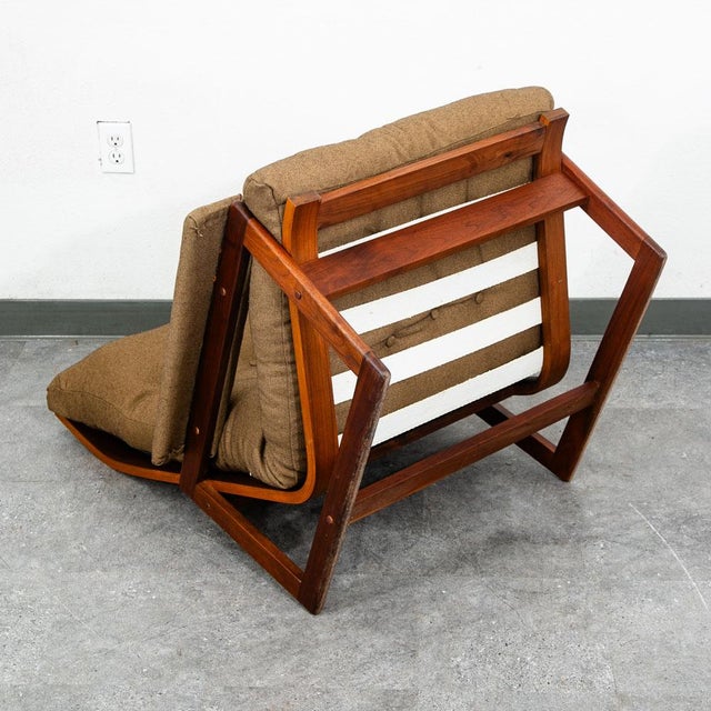 Mid Century Danish Modern Lounge Chair Lennart Bender Walnut Wood Bronze Vintage For Sale In Sacramento - Image 6 of 12