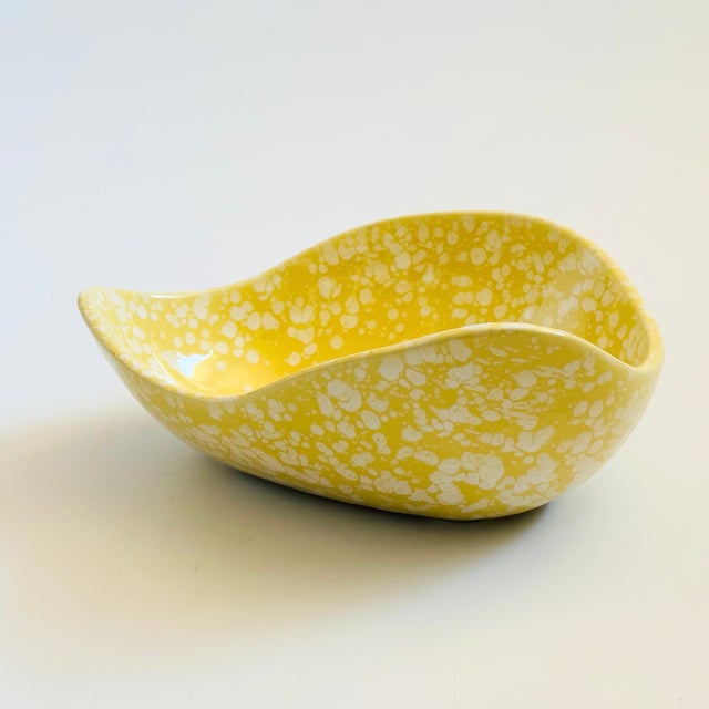 Mid-Century Modern MCM California Pottery Speckled Yellow Bowl For Sale - Image 3 of 11