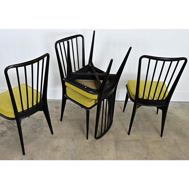 Mid-Century Modern French Set of Four Mid-Century Dining Chairs Attributed to Charles Ramos For Sale - Image 3 of 13