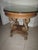 1970s Mondamin 29" Round Tall Solid Wood Pedestal End Table Glass Top Classic For Sale - Image 13 of 13