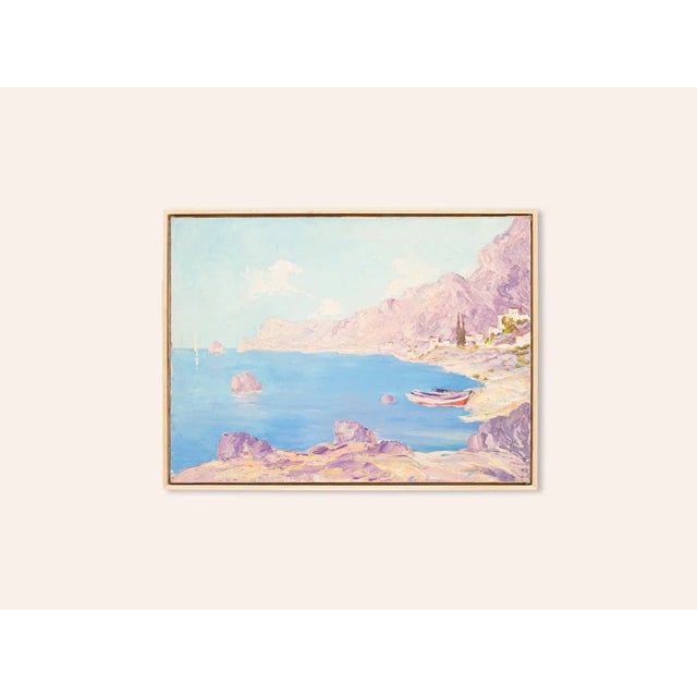 Blue Sea Bay, Oil on Canvas For Sale - Image 8 of 8