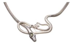 Sterling Silver Coiled Snake Chain Necklace With Peridot Gemstone