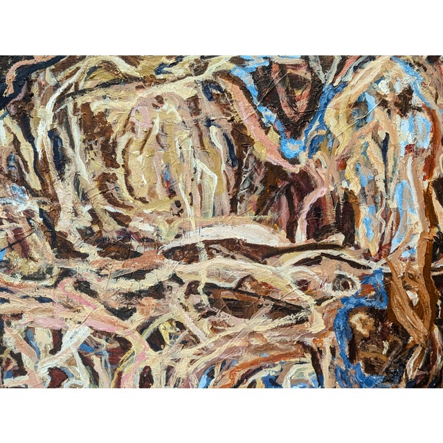 Kristi Haines Herman “Silent Lament” Contemporary Gestural Blue, Brown, & Tan Abstract Painting, 2025 For Sale In Houston - Image 6 of 11