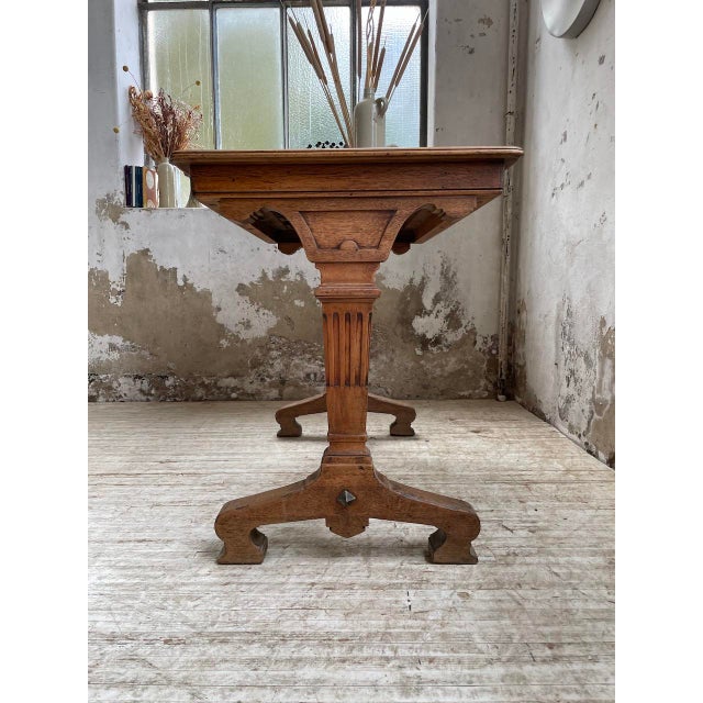 Brown Walnut and Tiled Bistro Table, 1890 For Sale - Image 8 of 18