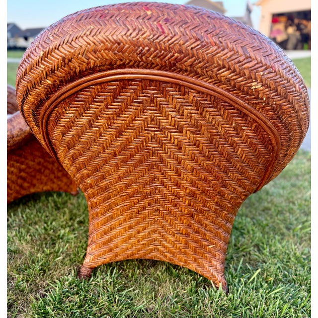 Vintage Pottery Barn Malabar Wicker Lounge Chairs - A Pair For Sale - Image 9 of 12