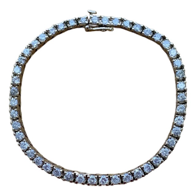Mid 20th Century Ladies 14k Diamond Tennis Bracelet 7in. (4.0 Ct.) For Sale