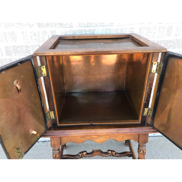 Antique Copper Lined Cigar Humidor Cabinet, Smoking Table ...