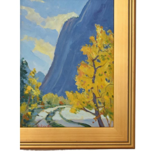 Mountain landscape oil painting on artist board by listed artist Silvio Silvestri (1948-2018.) Silvestri was a plein-air...