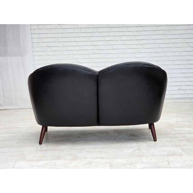 Black Scandinavian Sofa in Black Furniture Leather, 1960s For Sale - Image 8 of 18