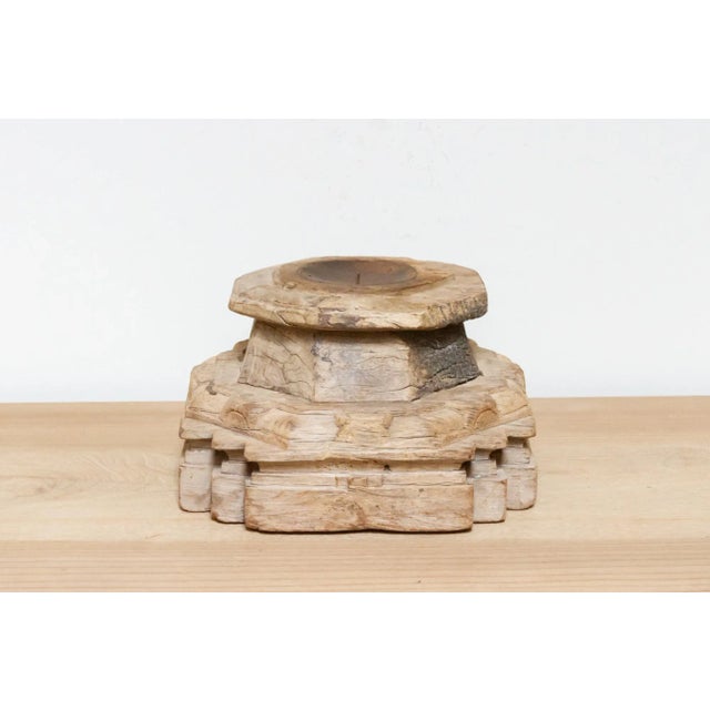 Indian Indian Antique Rustic Candle Holder For Sale - Image 3 of 7