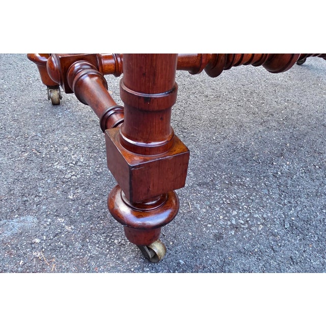 Brown Antique 19th Century Victorian Library Table Desk For Sale - Image 8 of 13