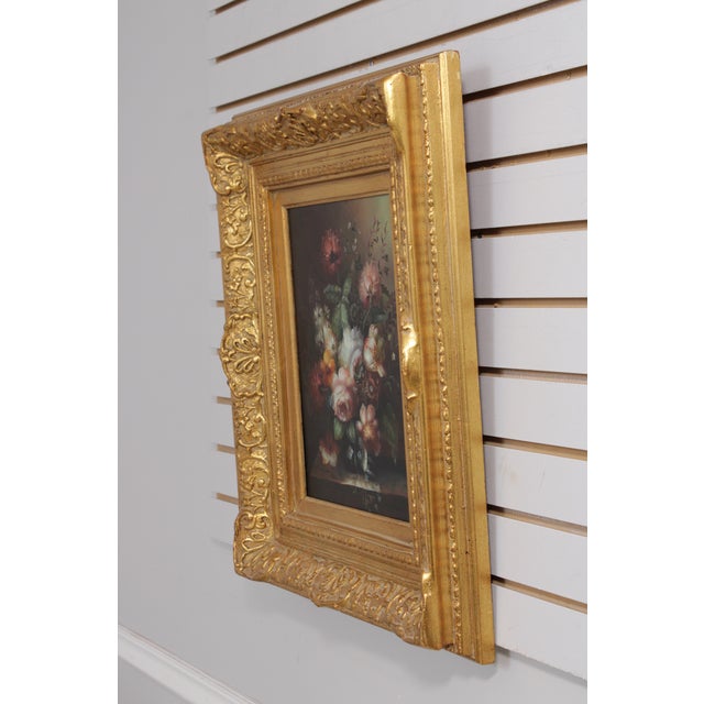 Age: Approx. 30 Years Old Details: Quality Hand Painted Oil On Canvas Bright And Vibrant Colors Ornate Gold Finish Frame...