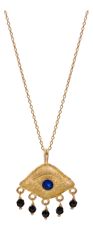 Sapphire Eye Horizon Onyx Gold Necklace