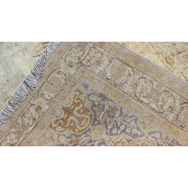 Silk Turkish Sivas With All-Over Stylized Design in Gold Lavender and Cream 6'5 X 9'10 For Sale - Image 9 of 10