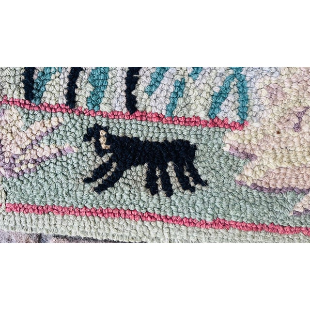 Textile Late 20th Century Hooked Wool Folk Art Tapestry With Frog, Lilly Pads and Insects For Sale - Image 7 of 11