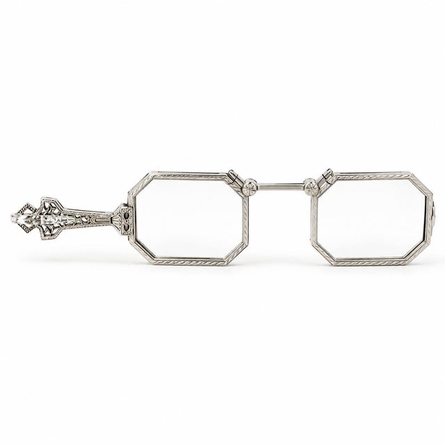 An authentic and rare antique Victorian statement accessory masterfully crafted in solid 14k white gold. Designed as a...